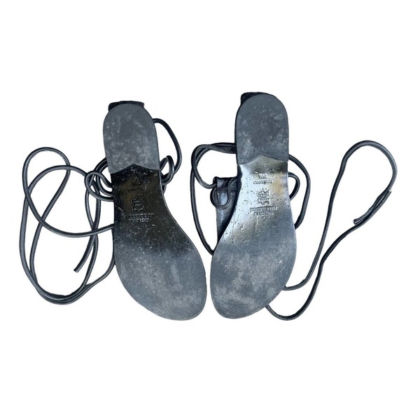 Kathryn Amberleigh Womens Leather Knee-High Cross-Strap Sandals Size 6.5 Black - Picture 10 of 10